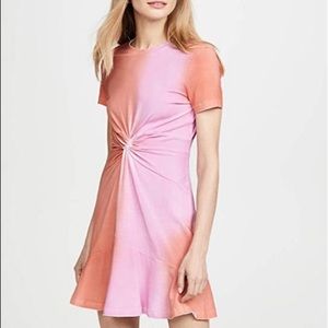 PARKER Tie Dye Twist Front Coral Dusk Dress Medium